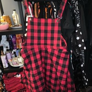 Red plaid hot topic overall dress
